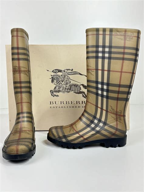 burberry haymarket check rain boots|Burberry Haymarket Check Pattern Rubber Rain Boots .